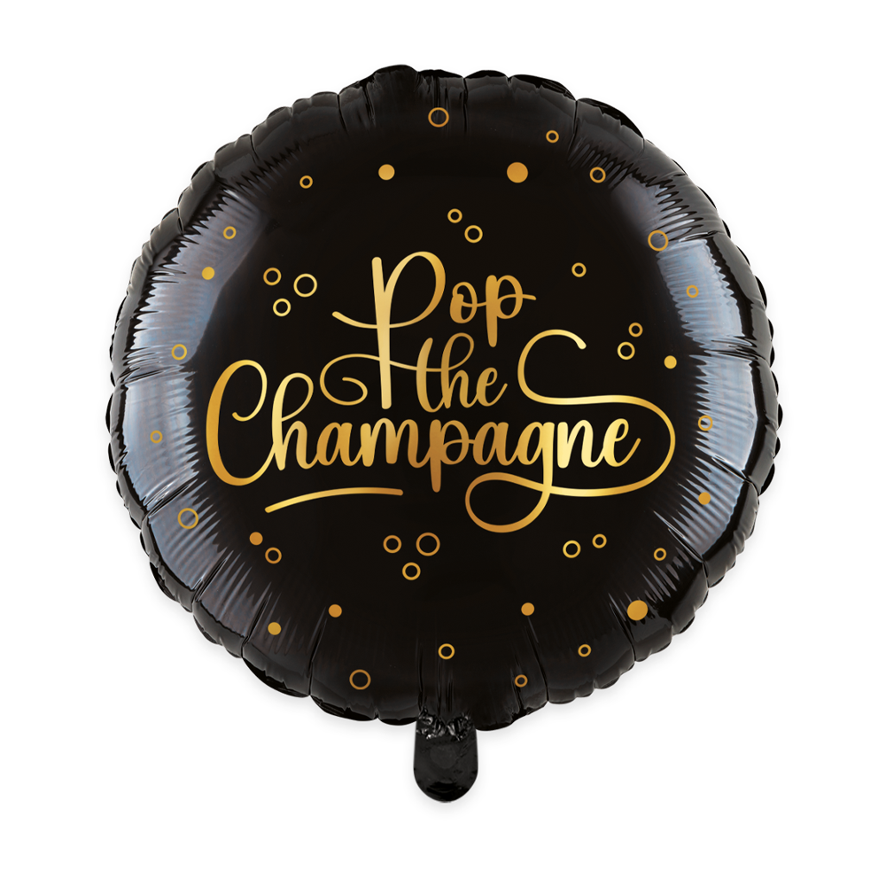 Folieballong, pop the champagne svart 46 cm