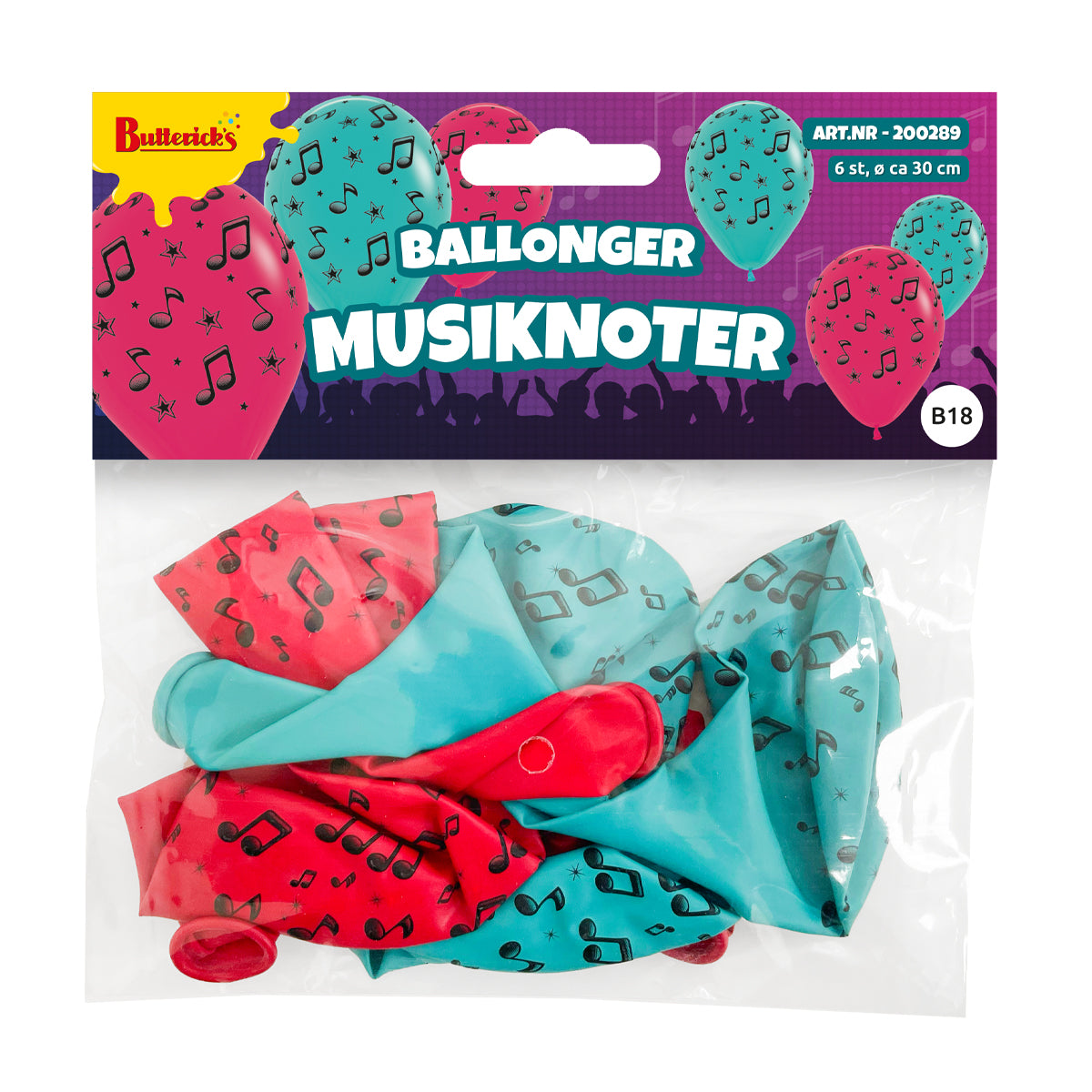 Ballonger, musiknoter 6 st