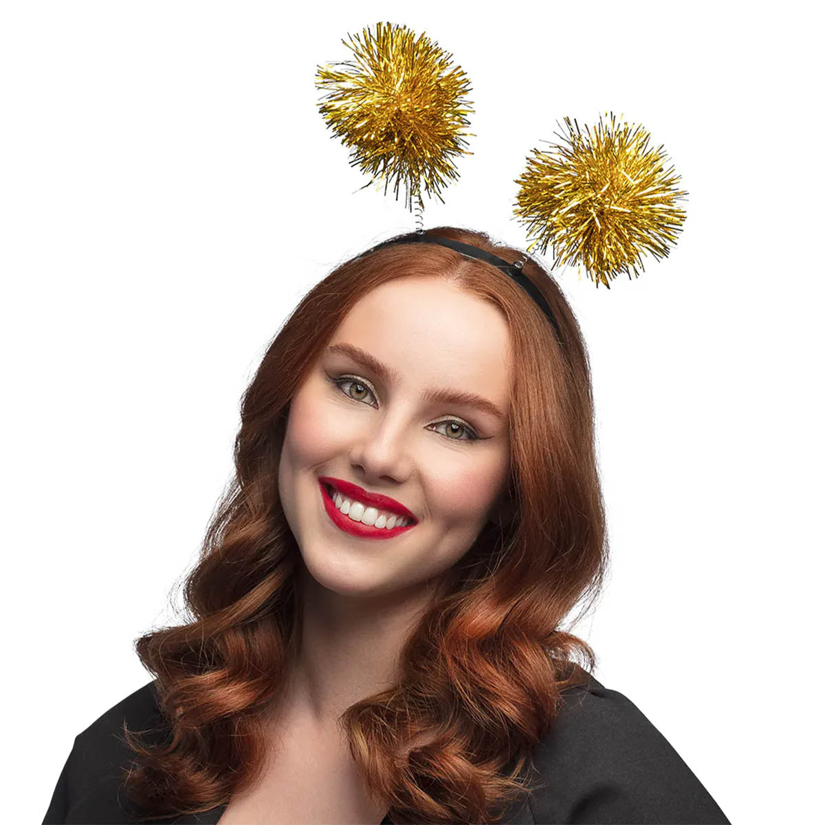 Diadem, pompom guld