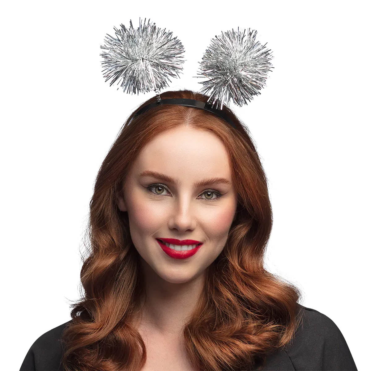 Diadem, pompom silver
