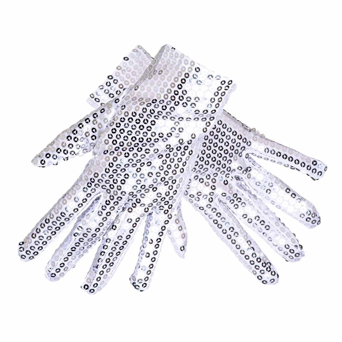 Handskar, silver med paljetter