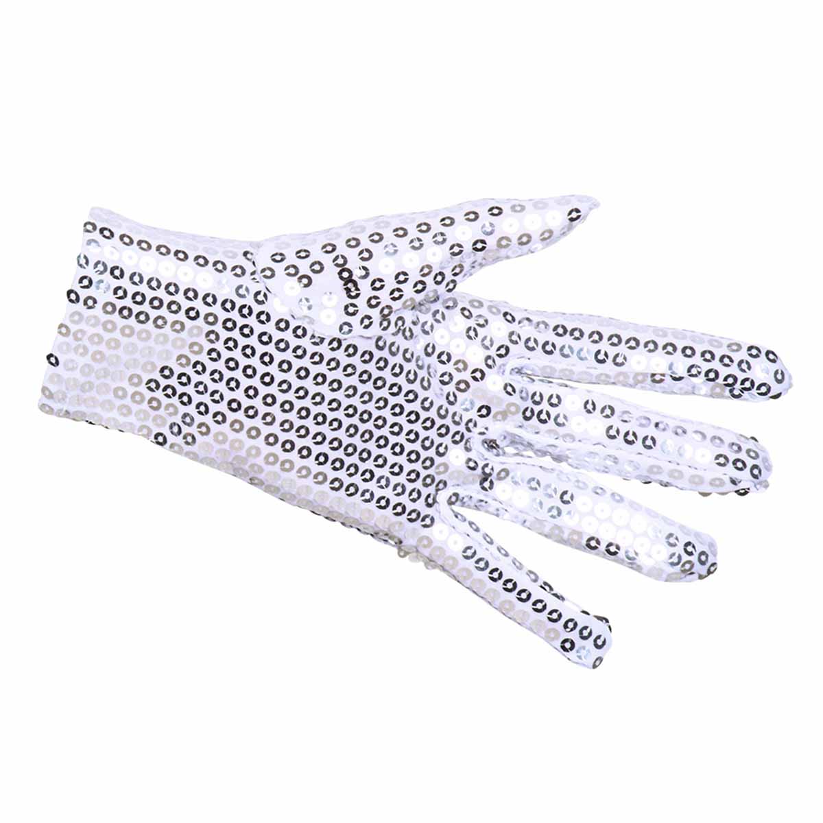 Handskar, silver med paljetter