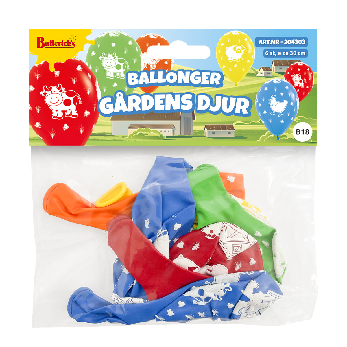 Ballonger, gårdens djur 6 st