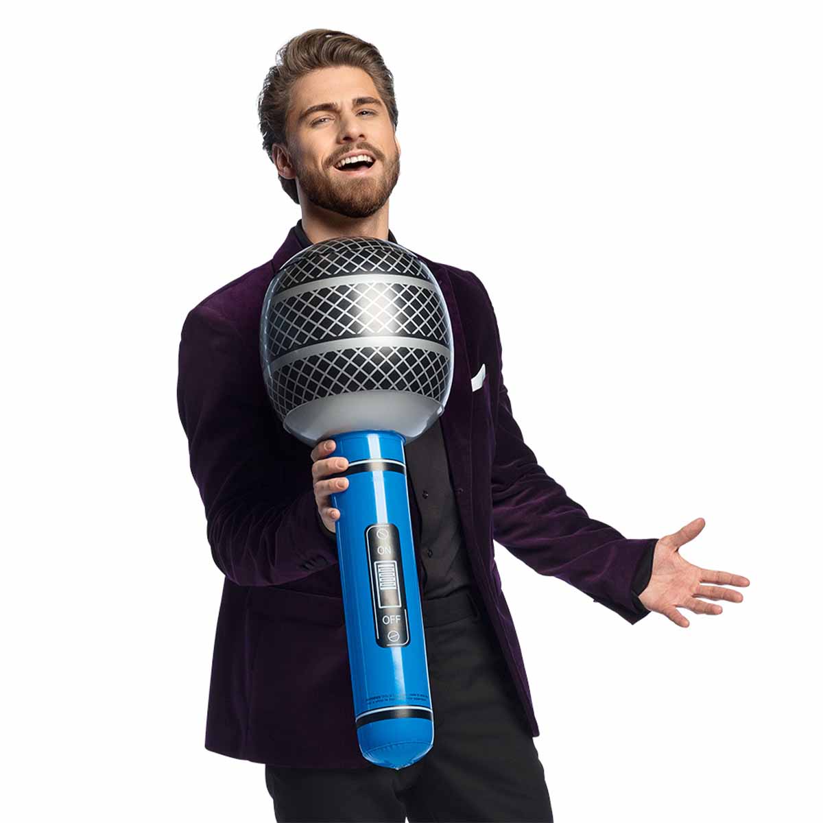 Uppblåsbar microfon, blå 76 cm
