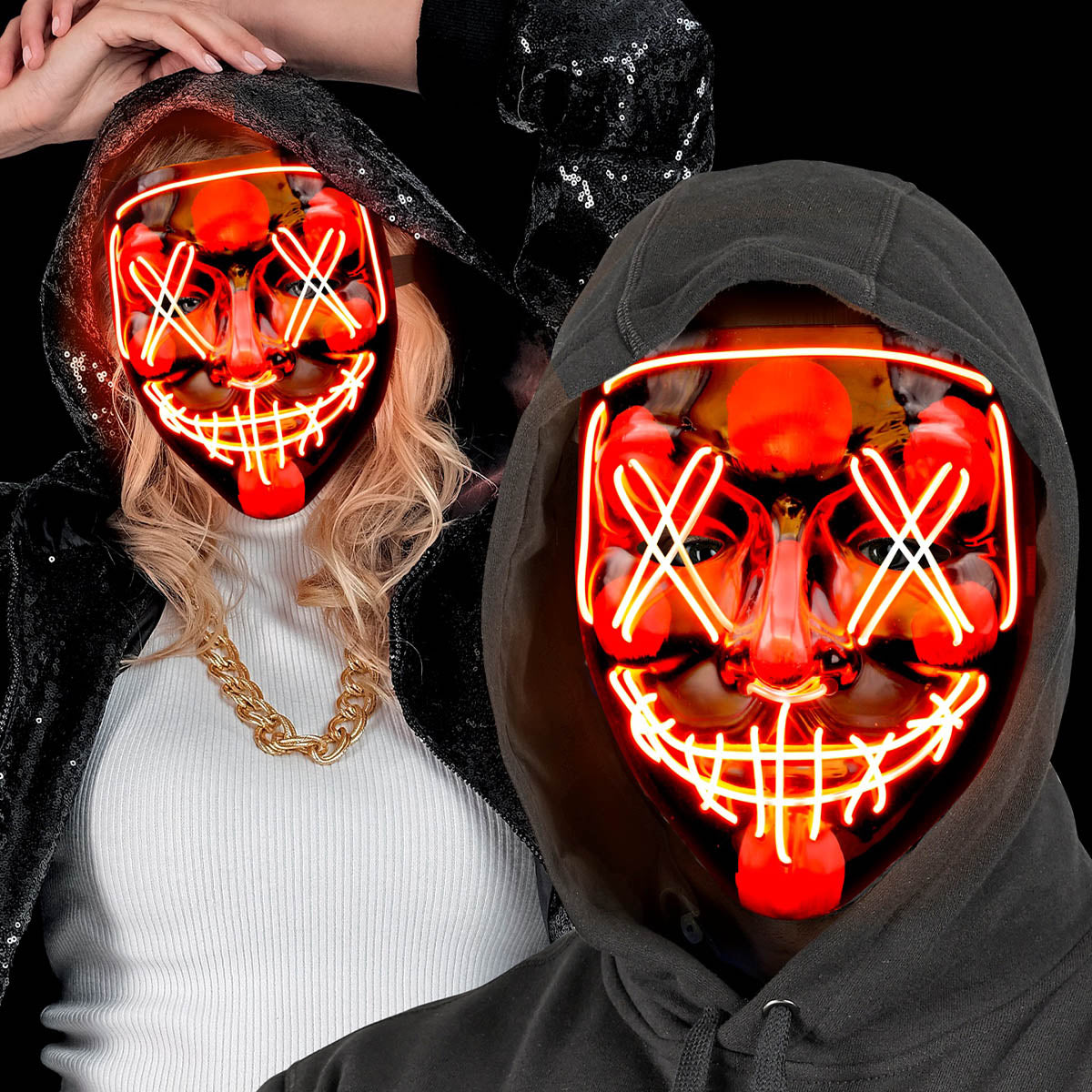 LED-mask, scary röd