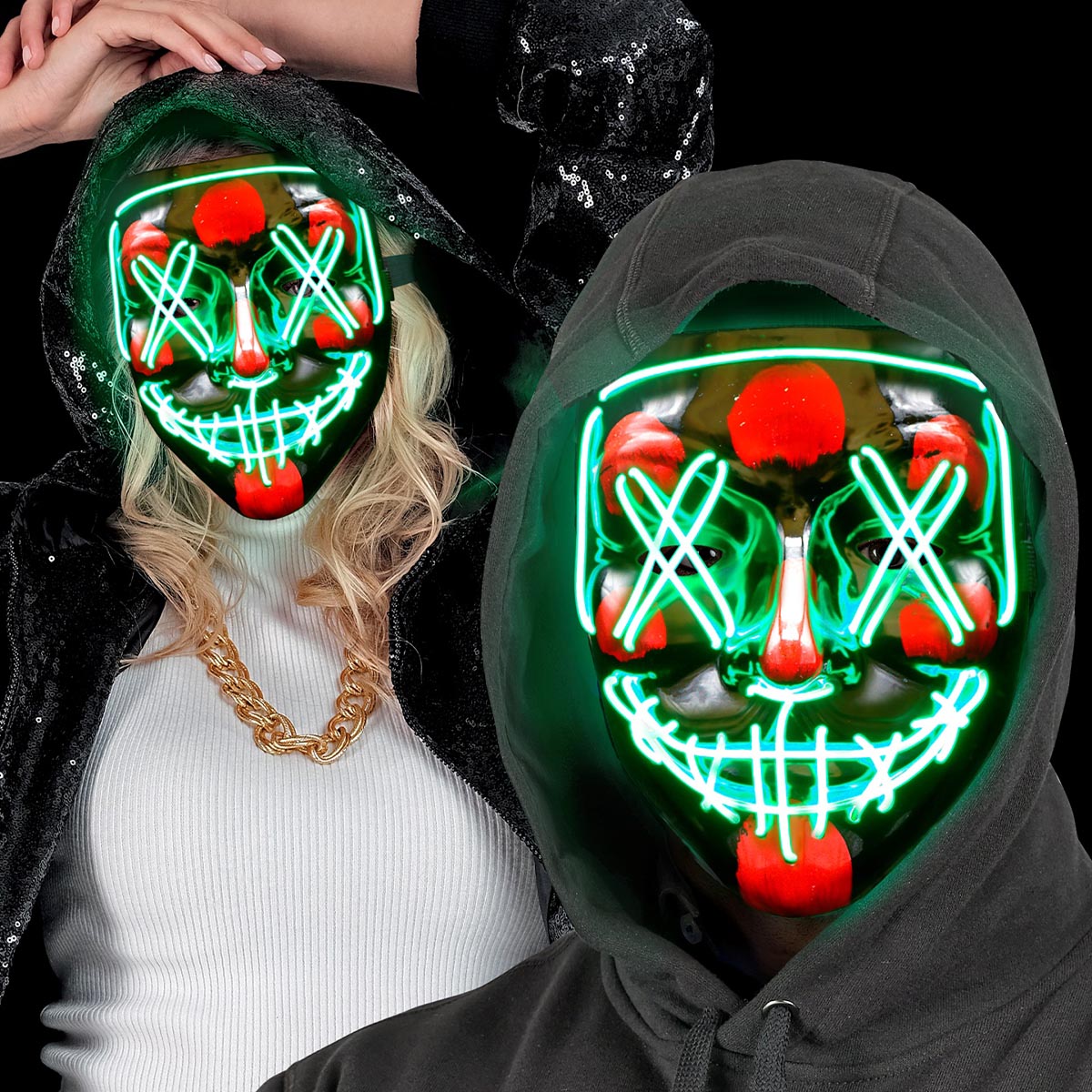 LED-mask, scary grön