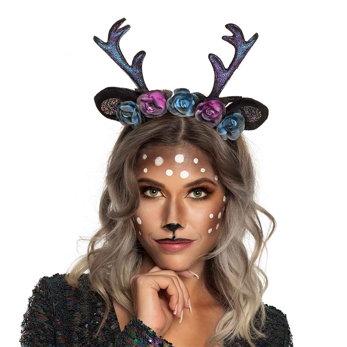 Diadem, renhorn svartglitter