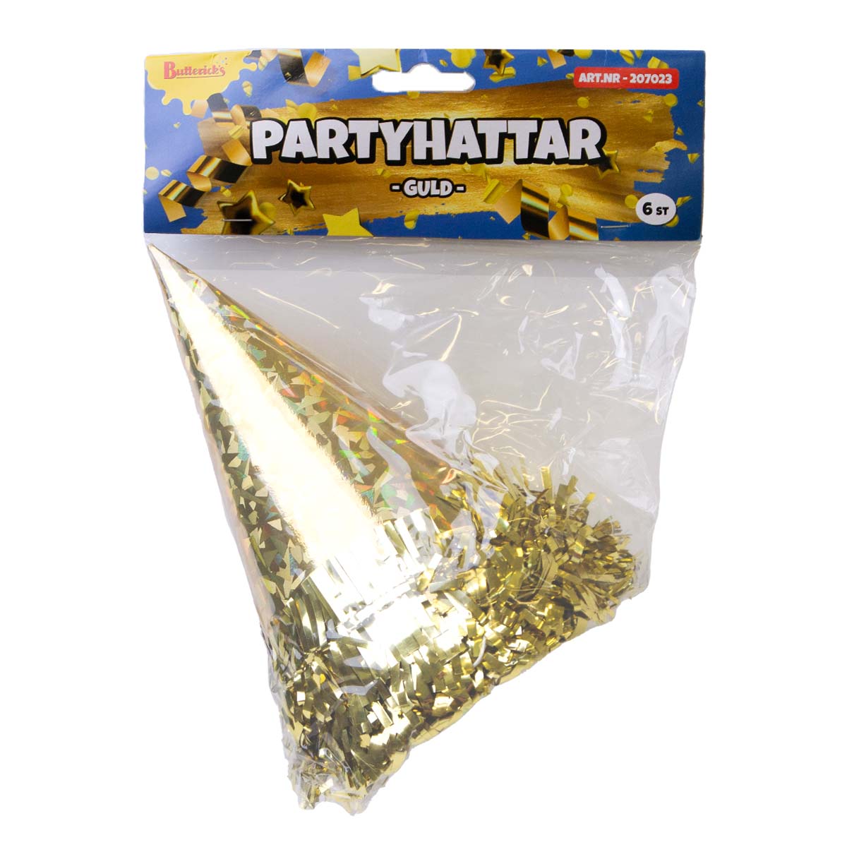 Partyhattar, guld 6 st