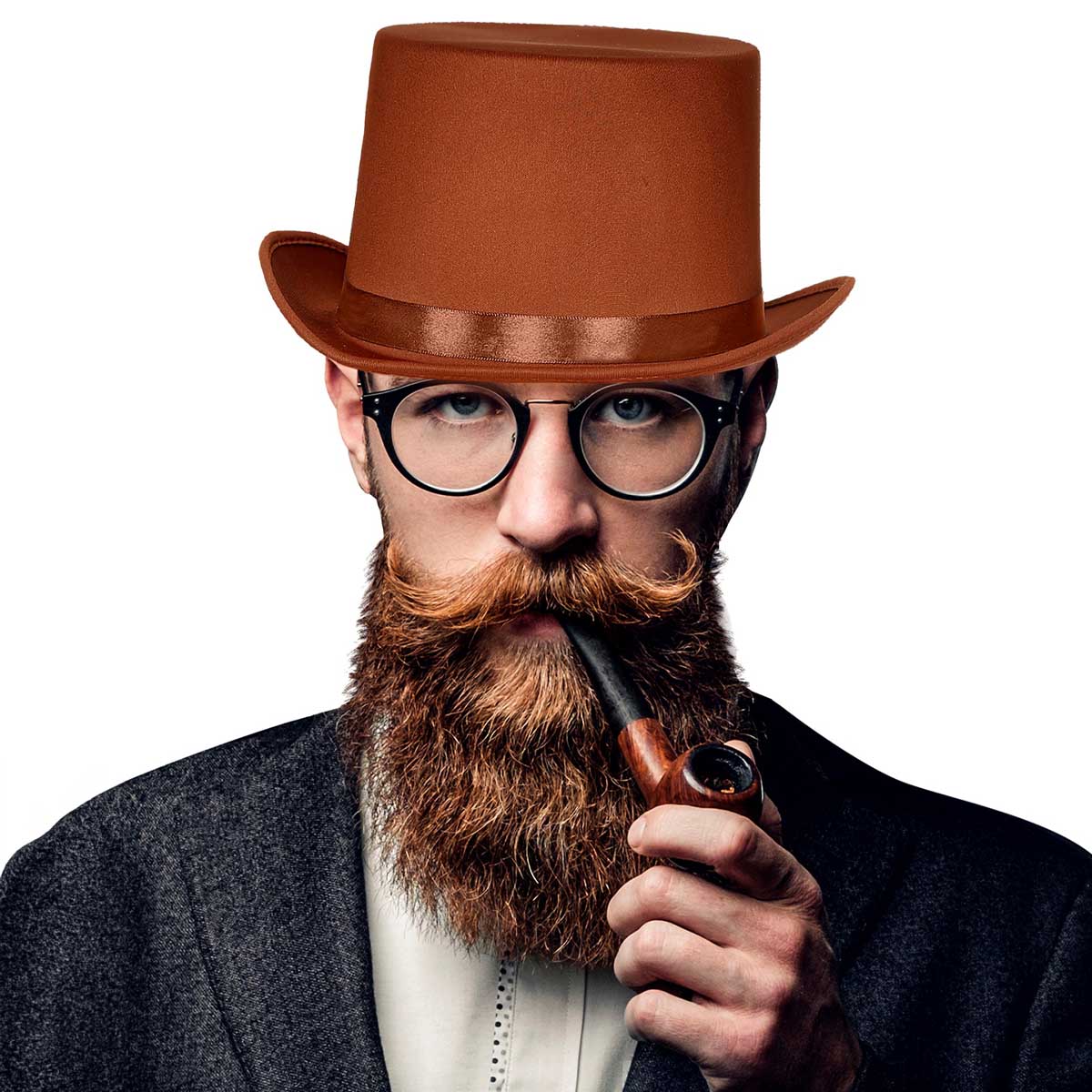Hög hatt, satin brun