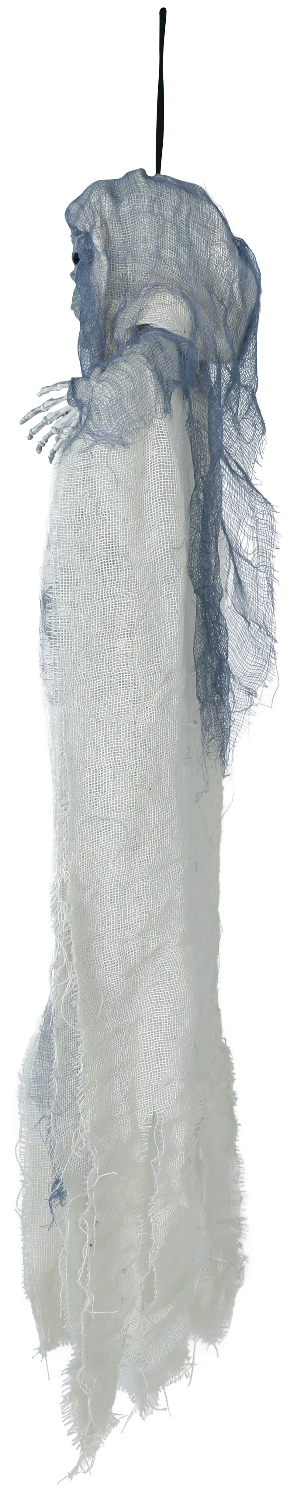 Prop, hängande skelett med grå tunika 60 cm