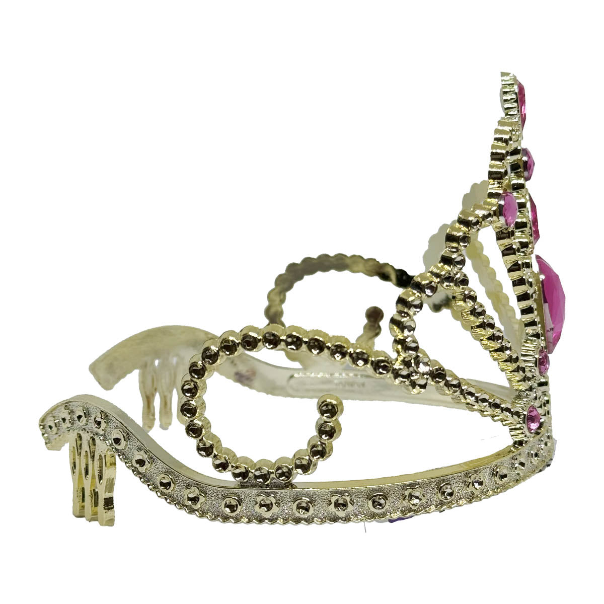 Tiara, guld med cerise hjärta