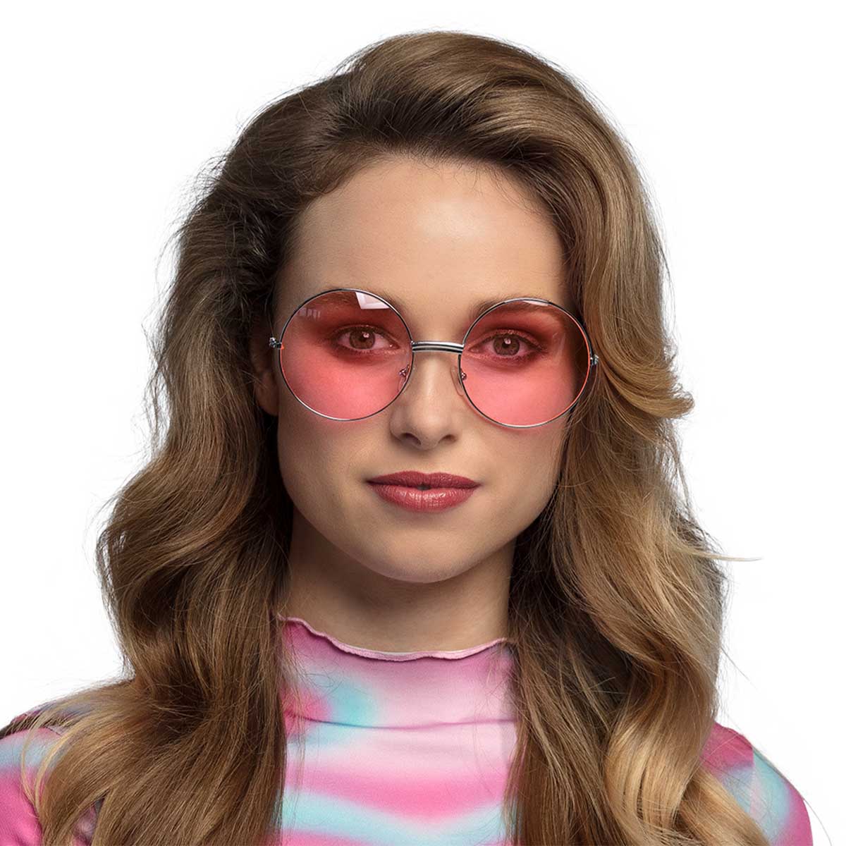 Solglasögon, runda rosa oversized