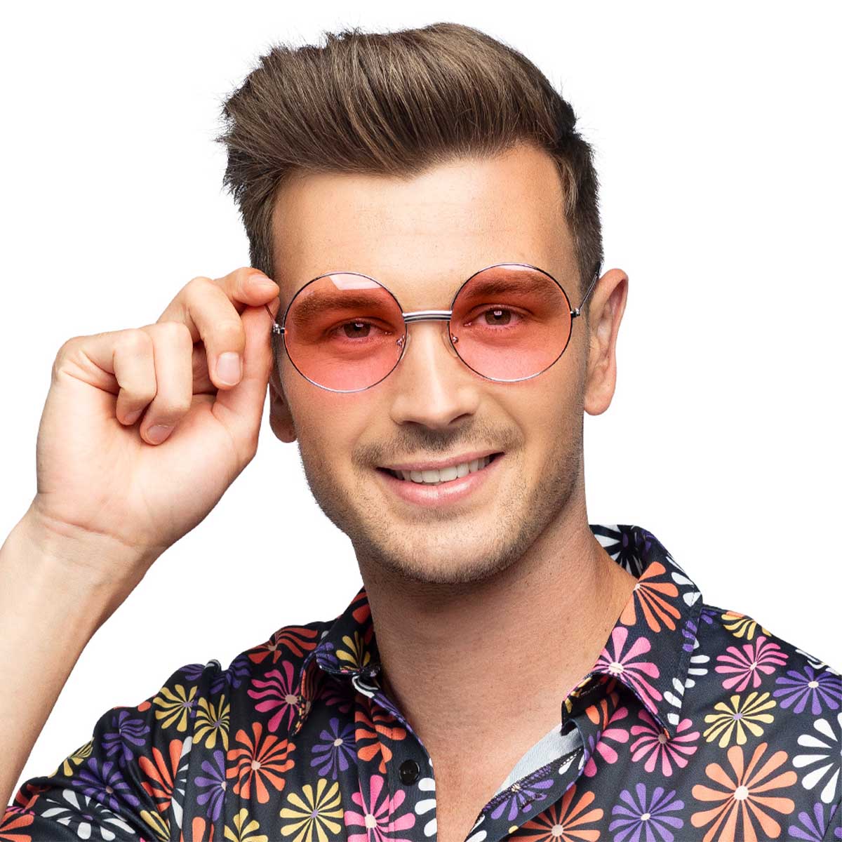 Solglasögon, runda rosa oversized
