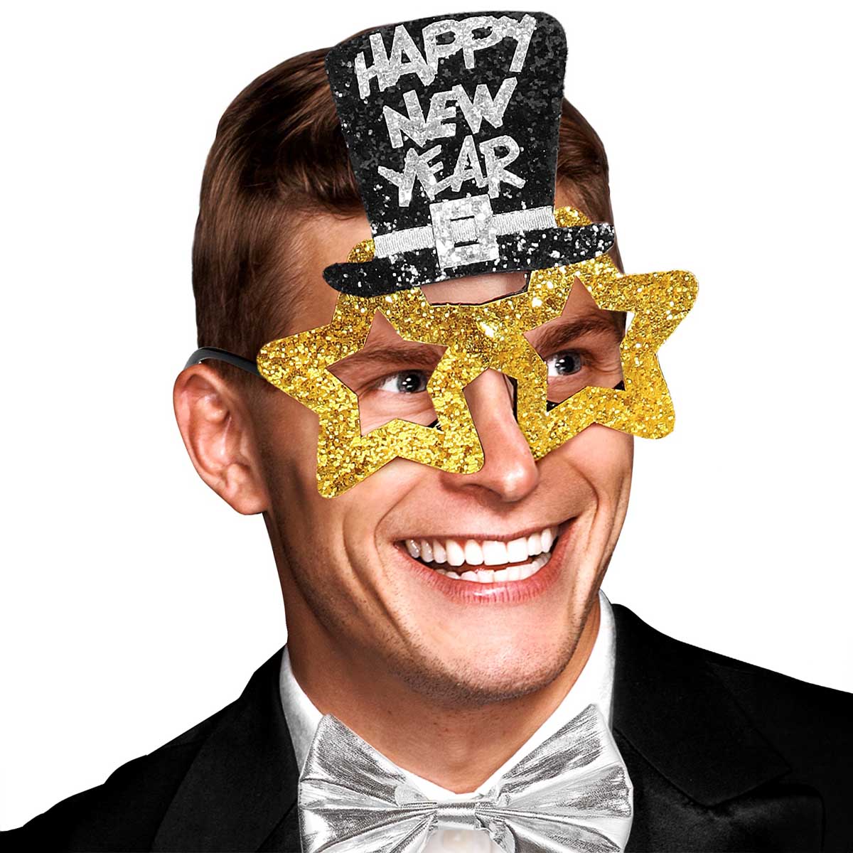 Glasögon, happy new year guld