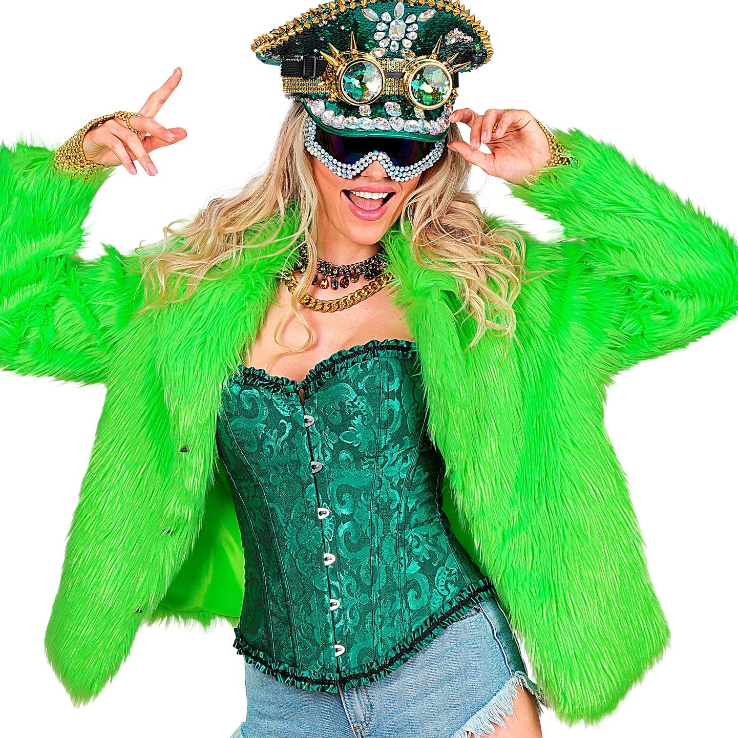 Jacka, neon grön XXL