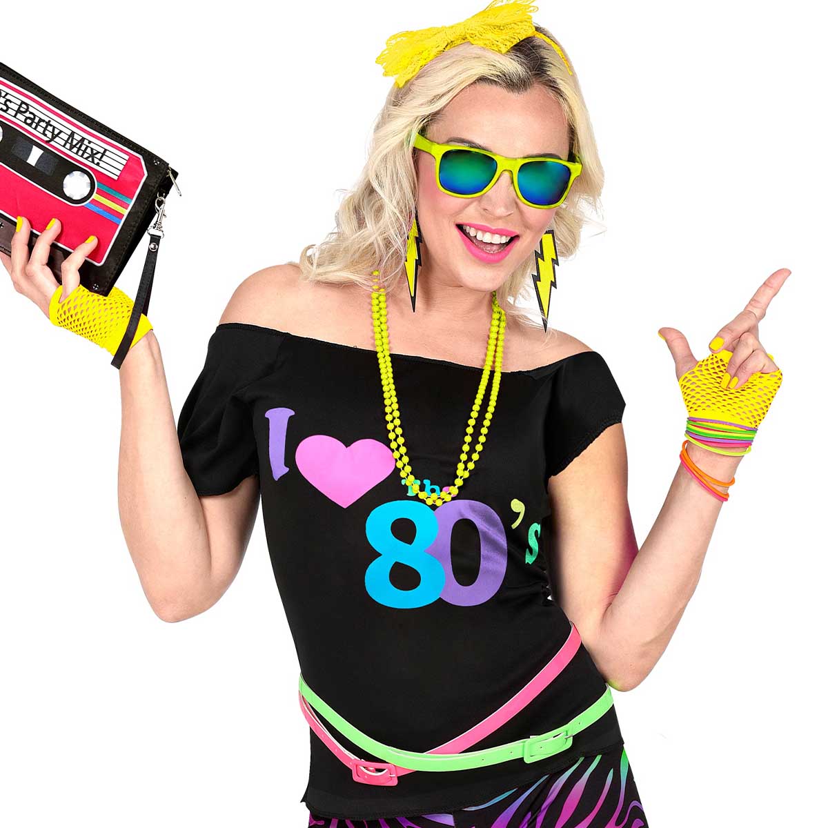 Näthandskar, neon gul 80-tal