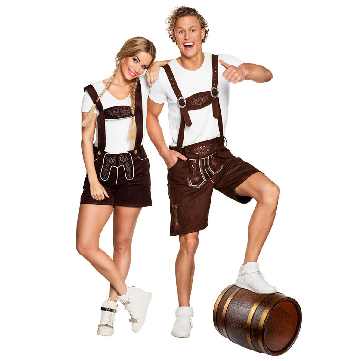 Lederhosen, bruna korta L/XL
