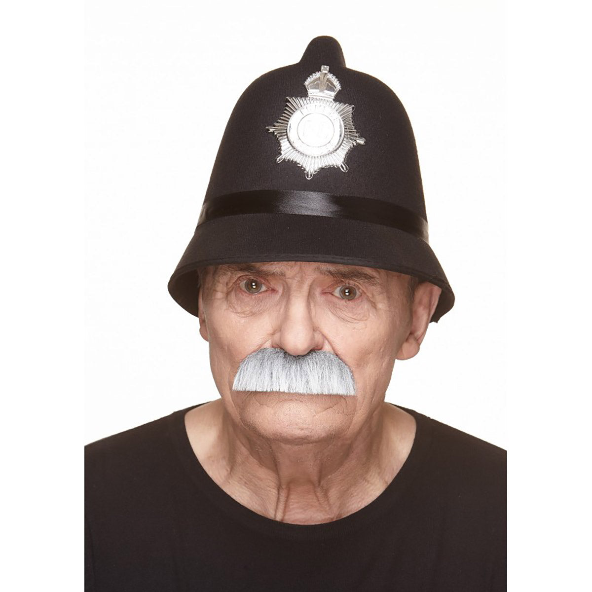 Mustasch, barkeep grå/vit