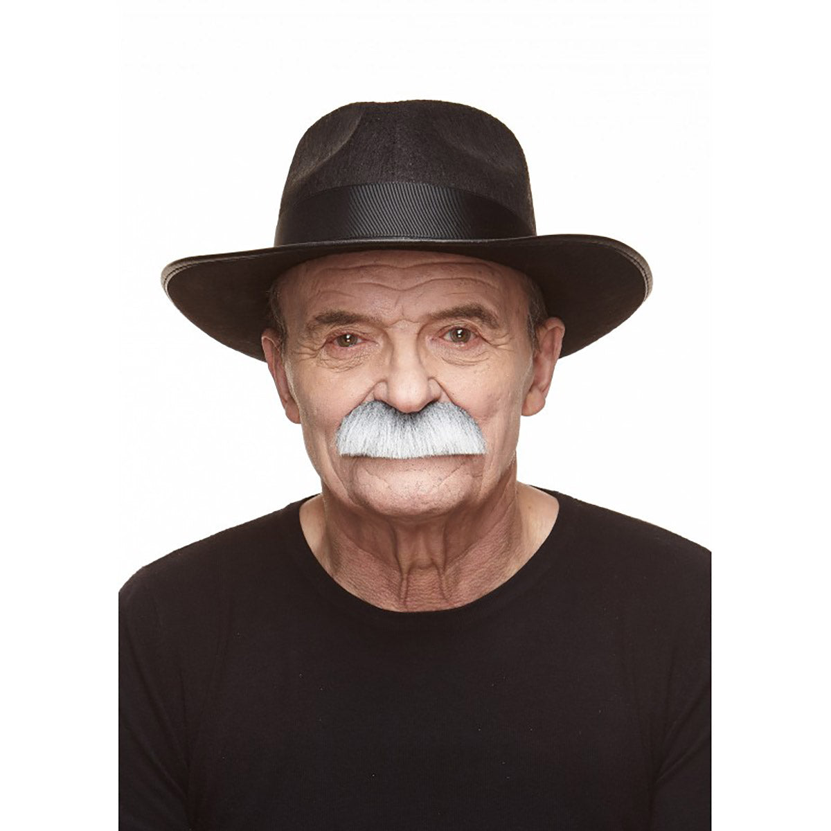 Mustasch, barkeep grå/vit