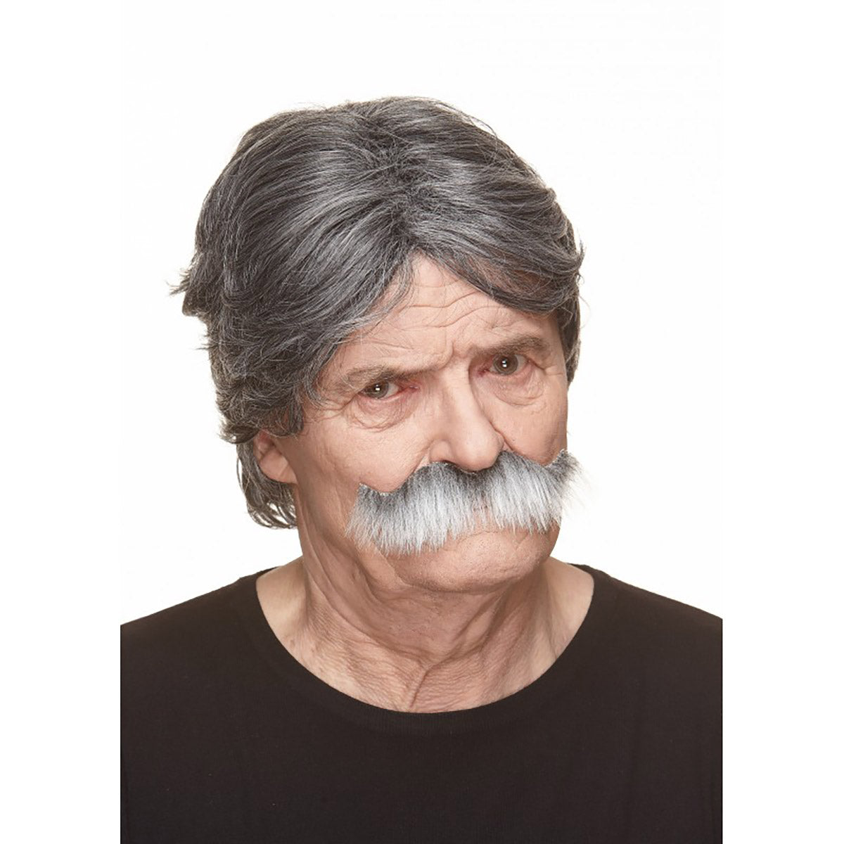 Mustasch, sheriff grå/vit