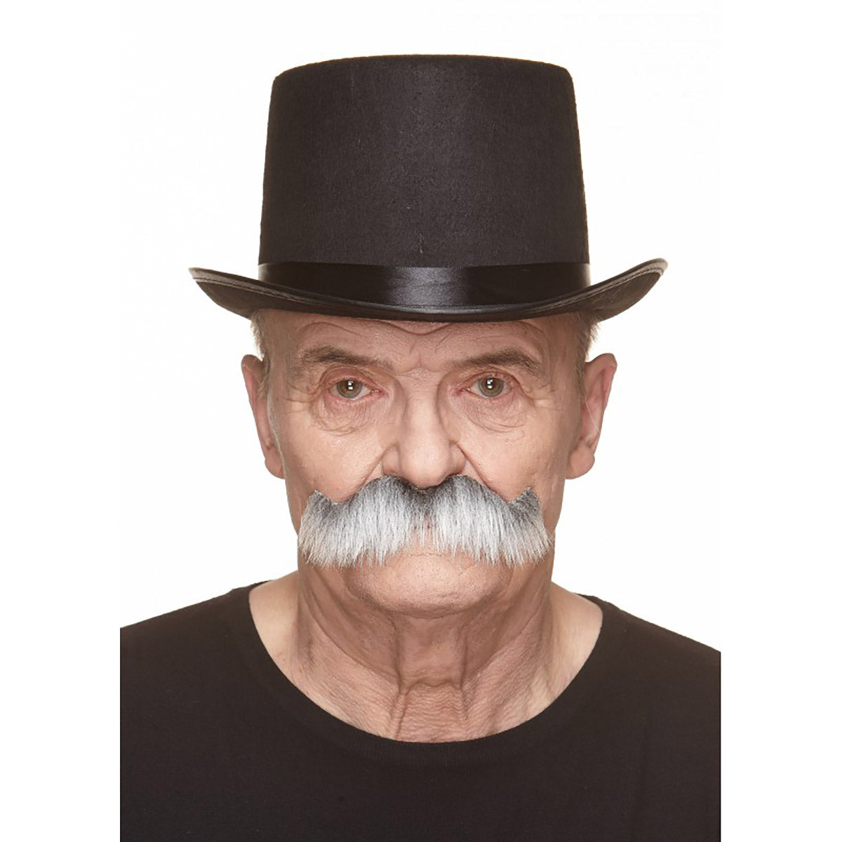 Mustasch, sheriff grå/vit