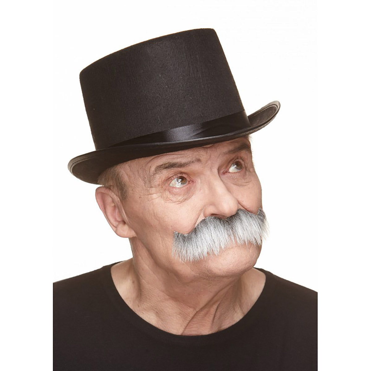 Mustasch, sheriff grå/vit