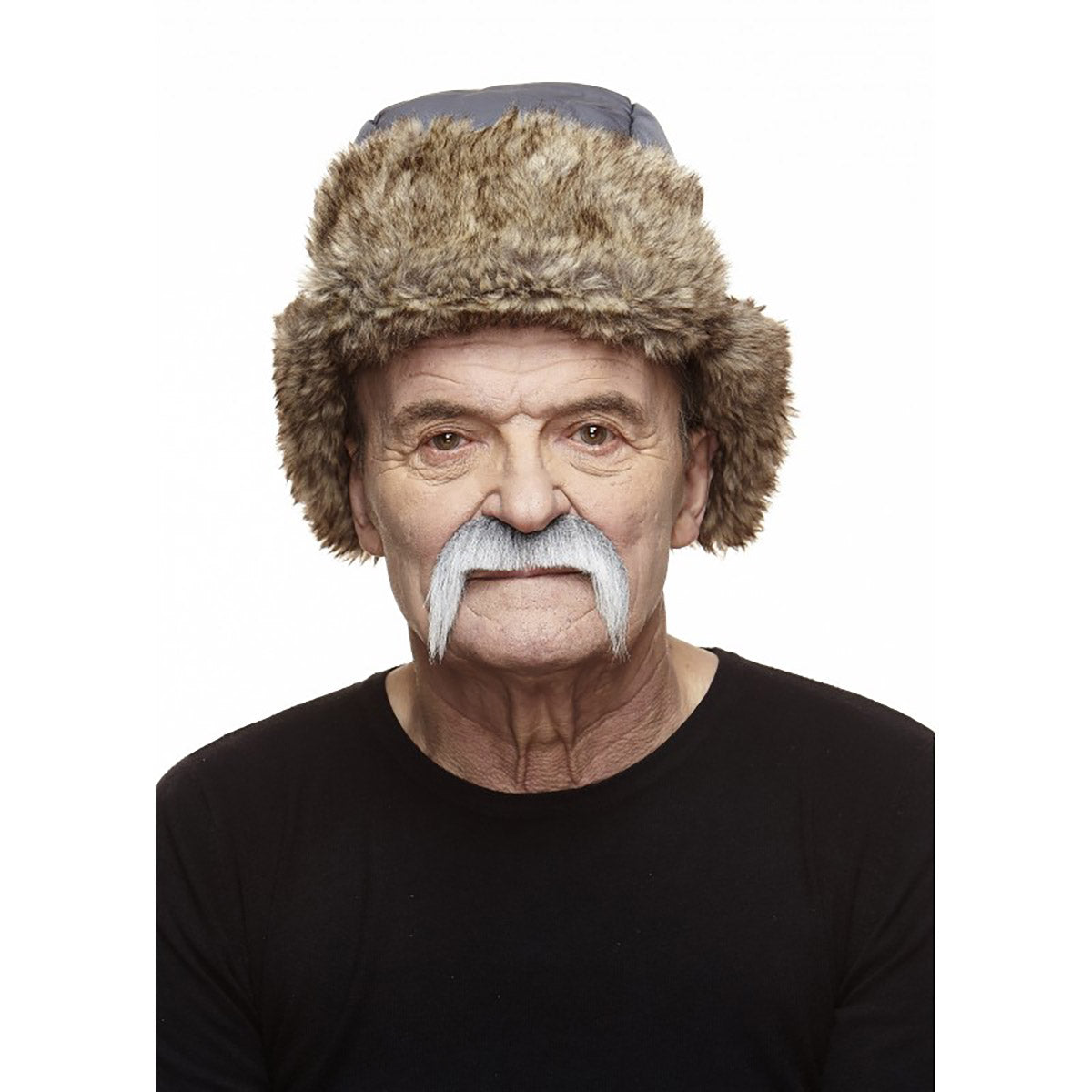Mustasch, cowboy grå/vit