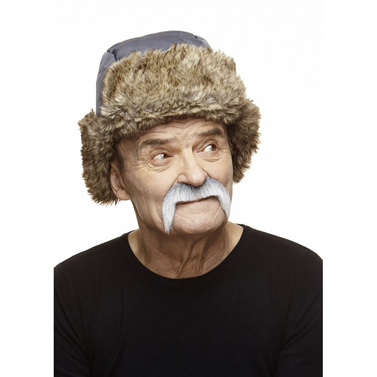 Mustasch, cowboy grå/vit