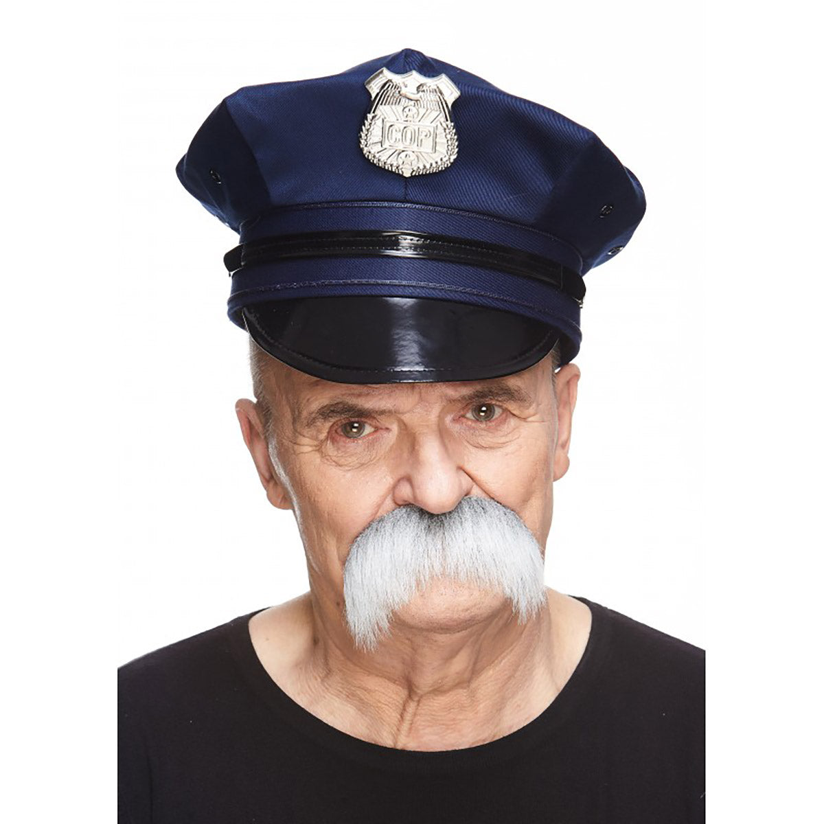 Mustasch, rebel grå/vit