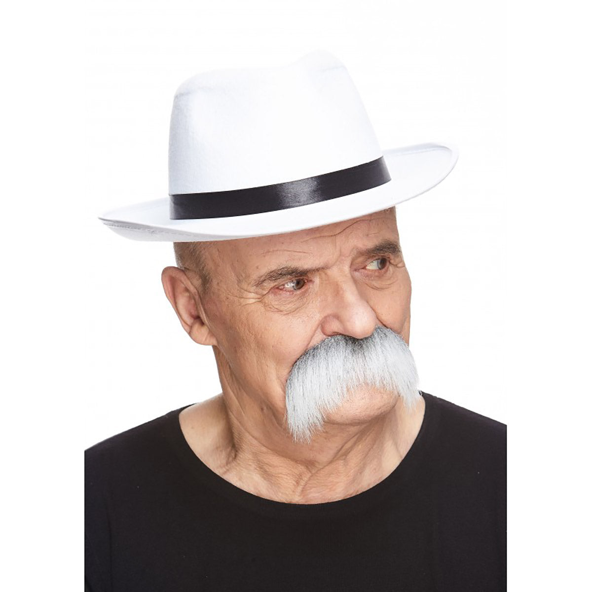 Mustasch, rebel grå/vit