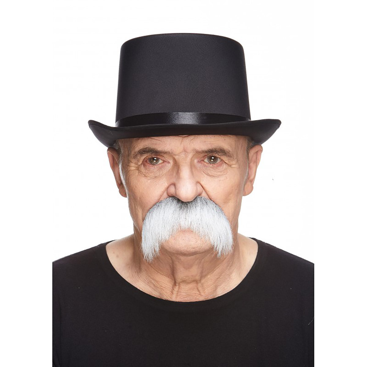 Mustasch, rebel grå/vit