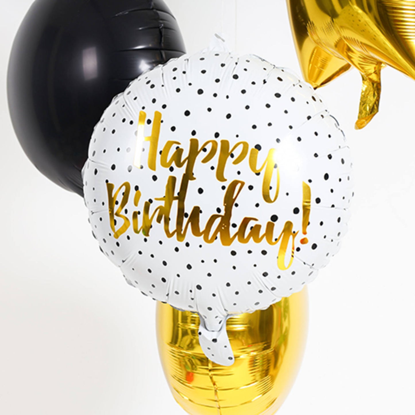 Folieballong, birthday dots black 45 cm