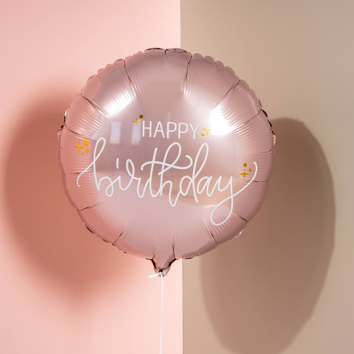 Folieballong, happy birthday crème rose 45 cm