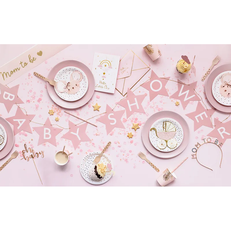 Girlang, baby shower ljusrosa 290x16,5 cm