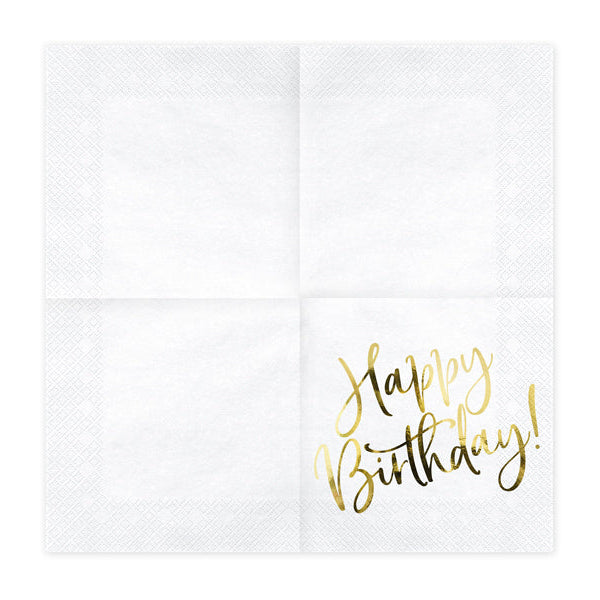 Servetter, happy birthday guld 20 st