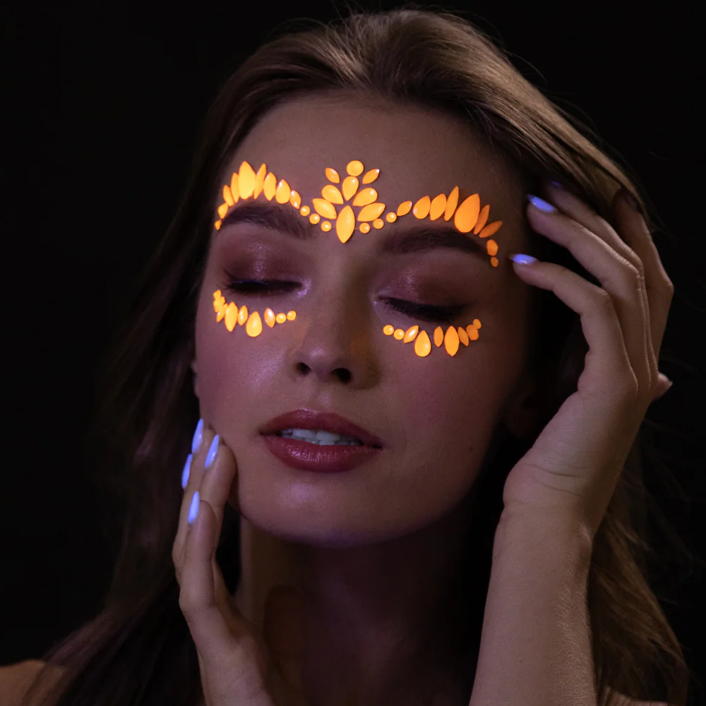 Moon Neon UV kroppsstenar, Intense Orange Face Jewels