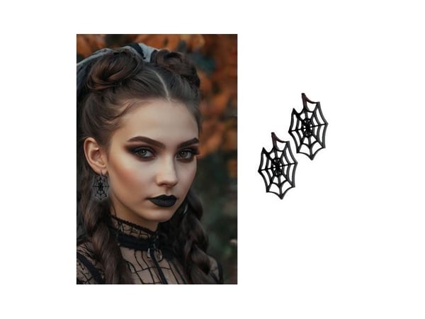 Halloweenörhängen, spindelnät