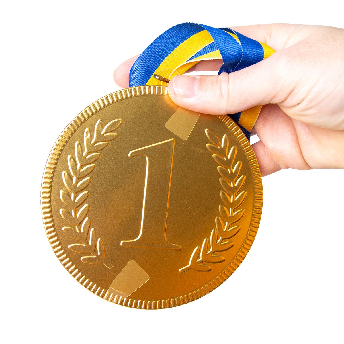 Chokladmedalj, blågult band