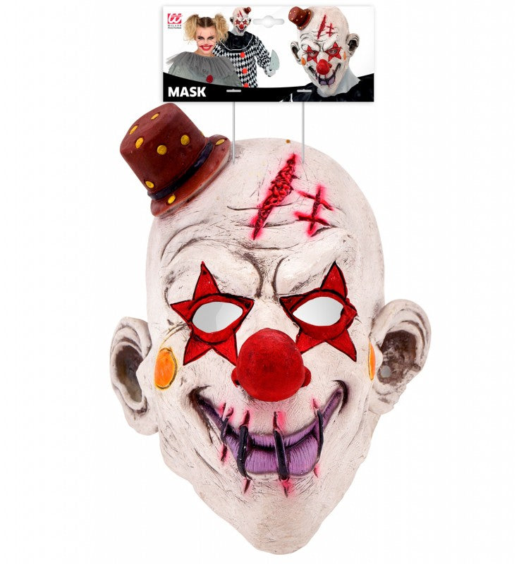 Latexmask, killer clown röd/vit