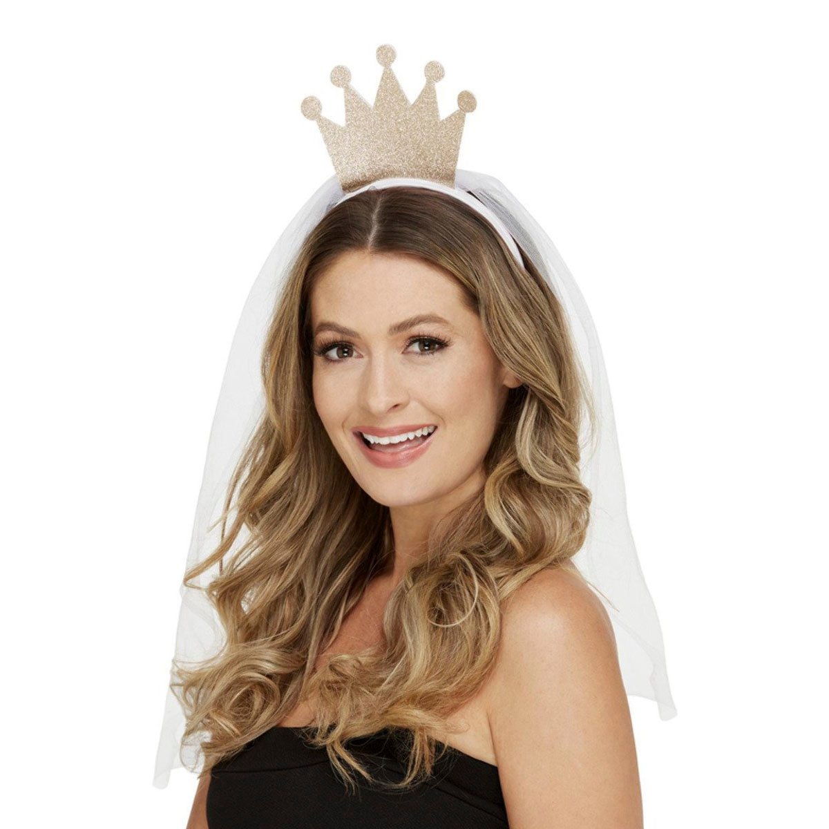 Diadem, guldkrona med slöja