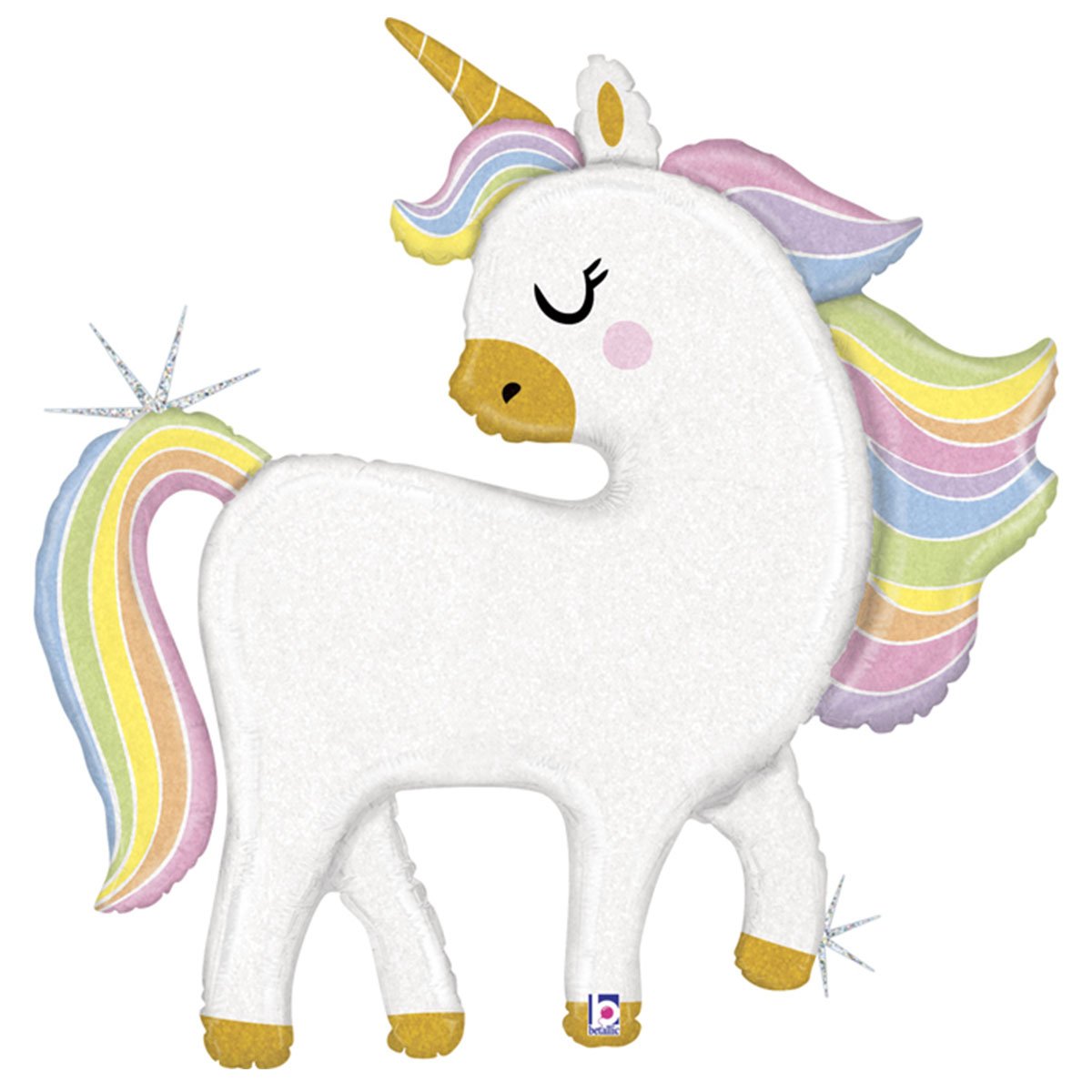 Folieballong, Glitter Pastel Unicorn 123 cm