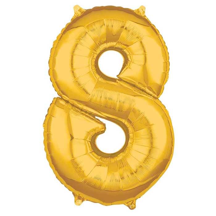Folieballong, siffra 8 guld 66 cm