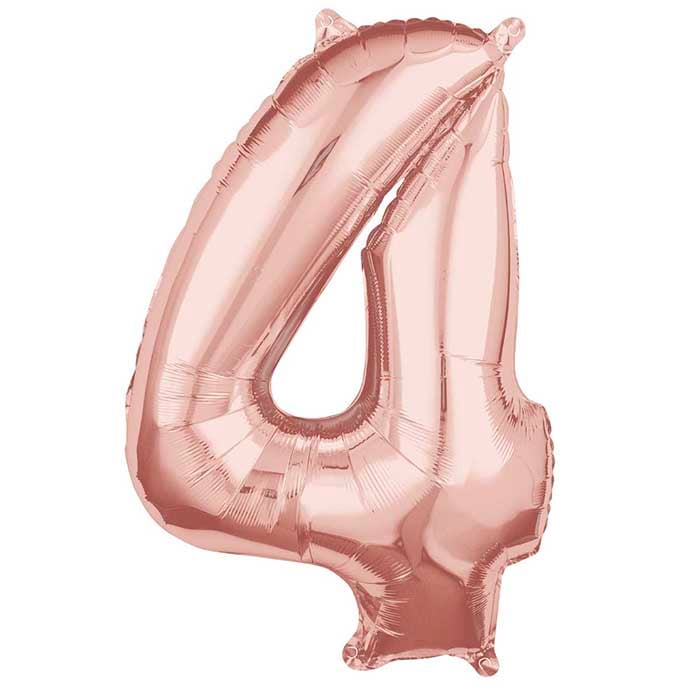 Folieballong, siffra 4 rosé 66 cm