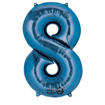 Folieballong, siffra 8 blå 86 cm