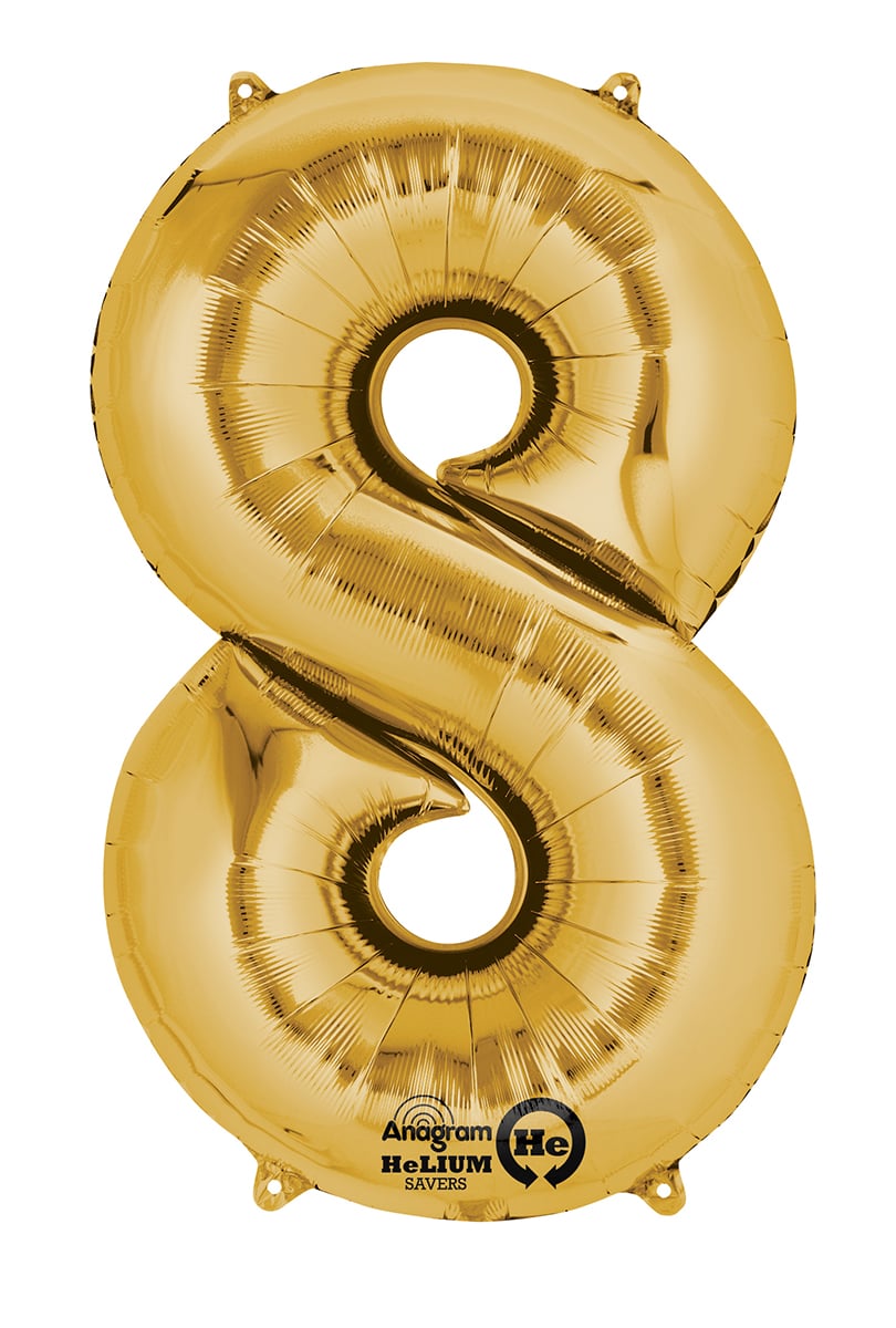 Folieballong, siffra 8 guld 86 cm