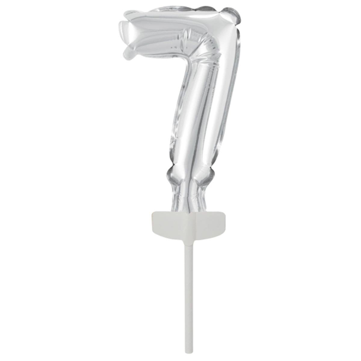 Folieballong, siffra 7 silver 15 cm