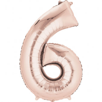 Folieballong, siffra 6 rose 86 cm