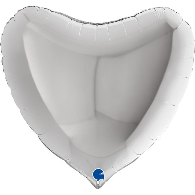Folieballong, hjärta silver 91 cm