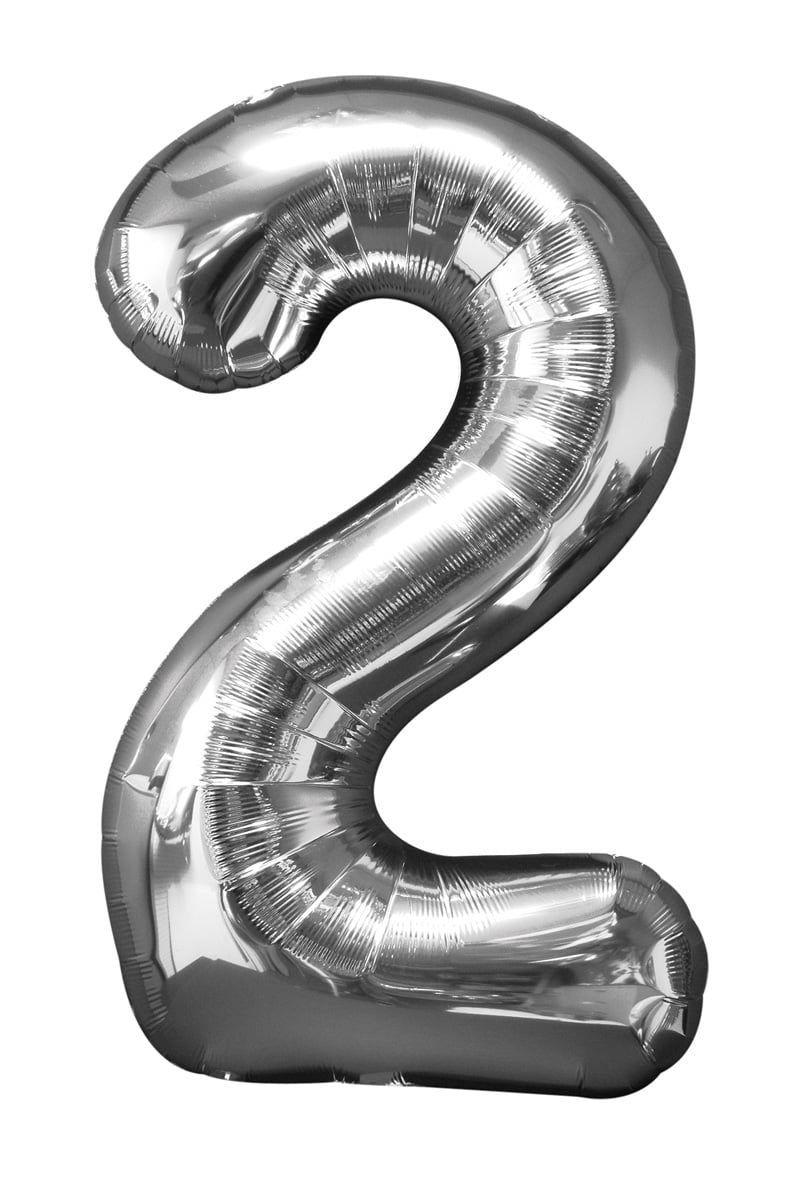 Folieballong, siffra 2 silver 86 cm