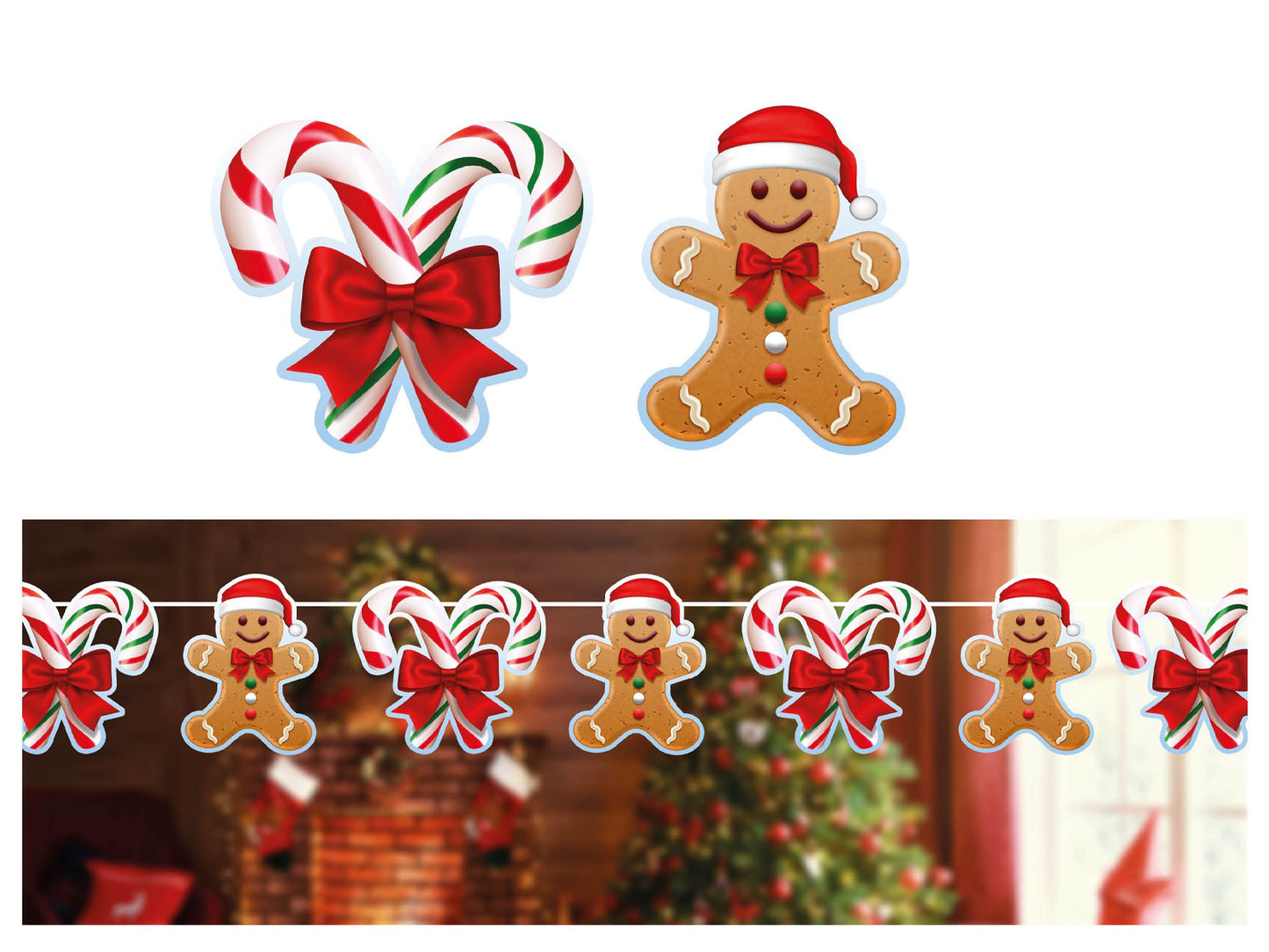 Girlang, pepparkakor & polkagrisar 300 cm